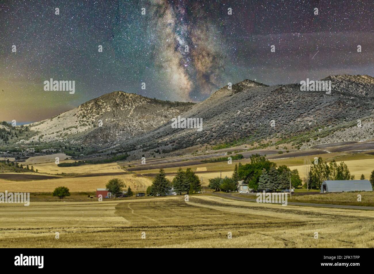 Milky way in a starry night sky above mountains Stock Photo - Alamy