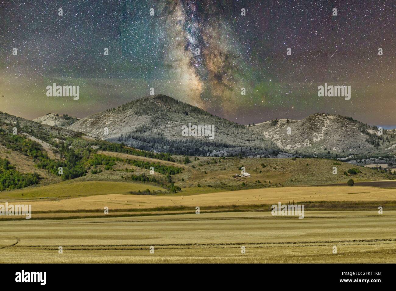Milky way in a starry night sky above mountains Stock Photo - Alamy