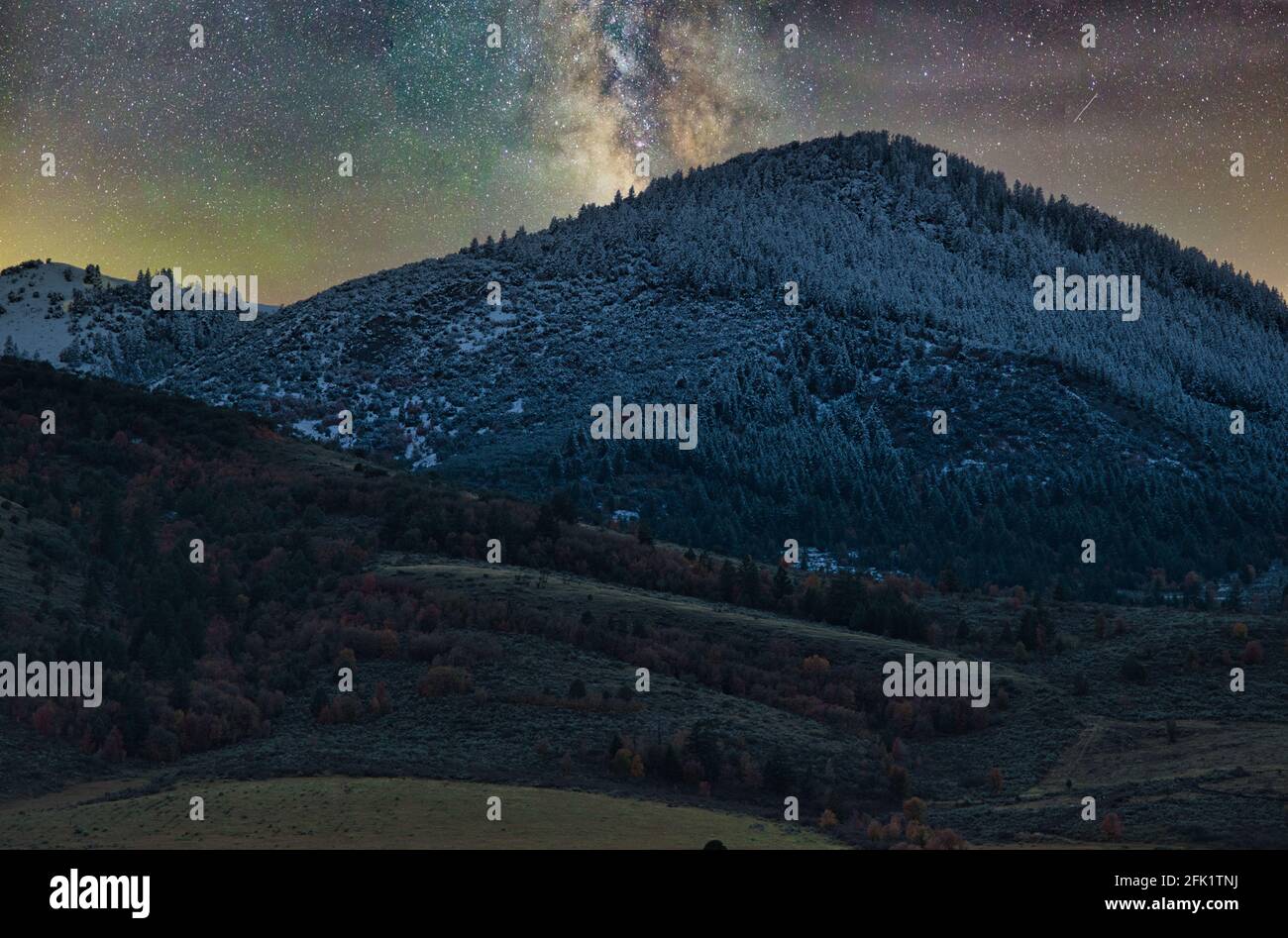 Milky way in a starry night sky above mountains Stock Photo - Alamy