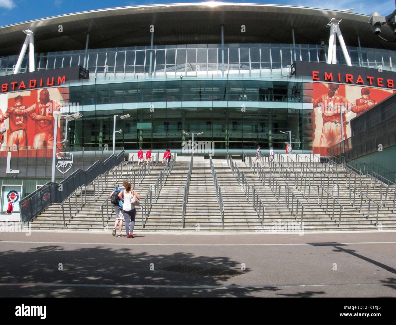 Emirates Stadium exterior as seen from Hornsey Road and Benwell Road, Highbury, London Borough of Islington, London, UK as of 2012 Stock Photo