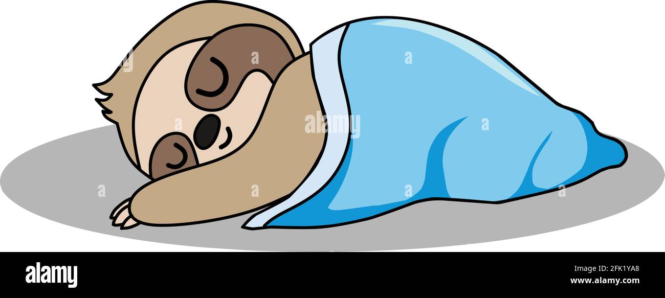 Sloth sleeping cute cartoon illustration Stock Vector