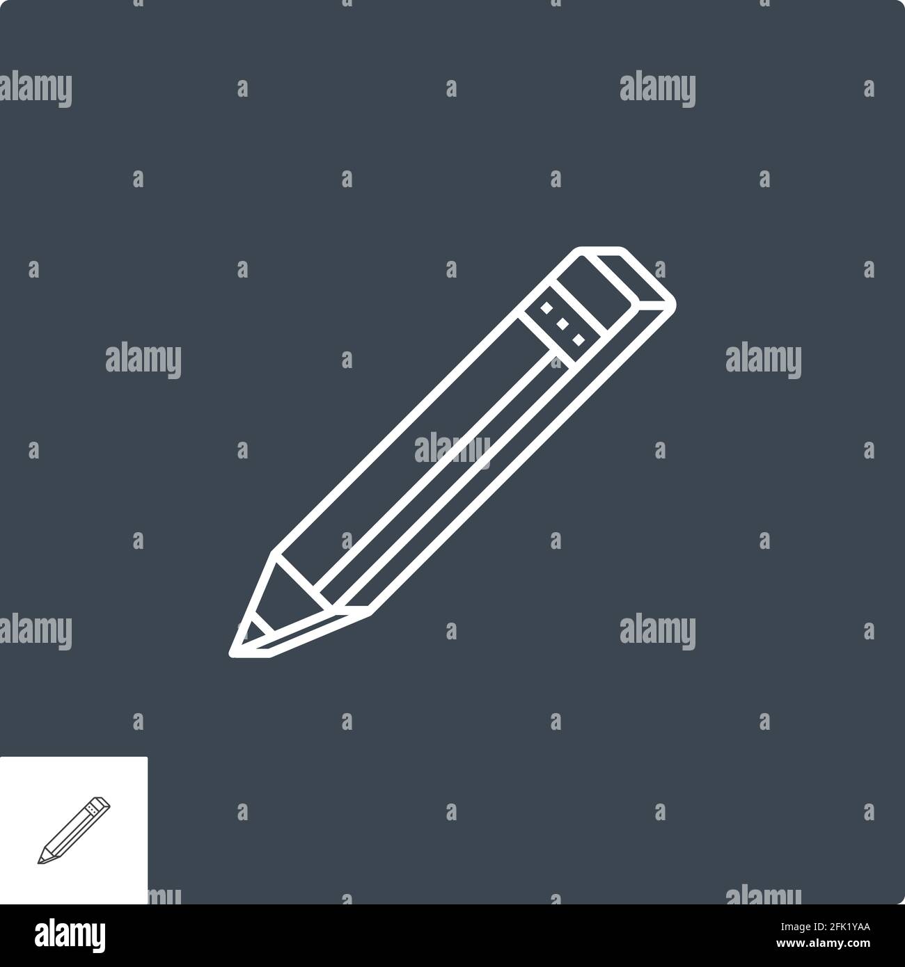 Pencil Related Flat Vector Icon. Isolated on Black Background. Editable Stroke. Stock Vector