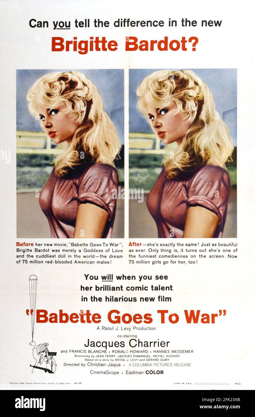 Brigitte Bardot Poster Babette Goes To War 1959 Stock Photo Alamy