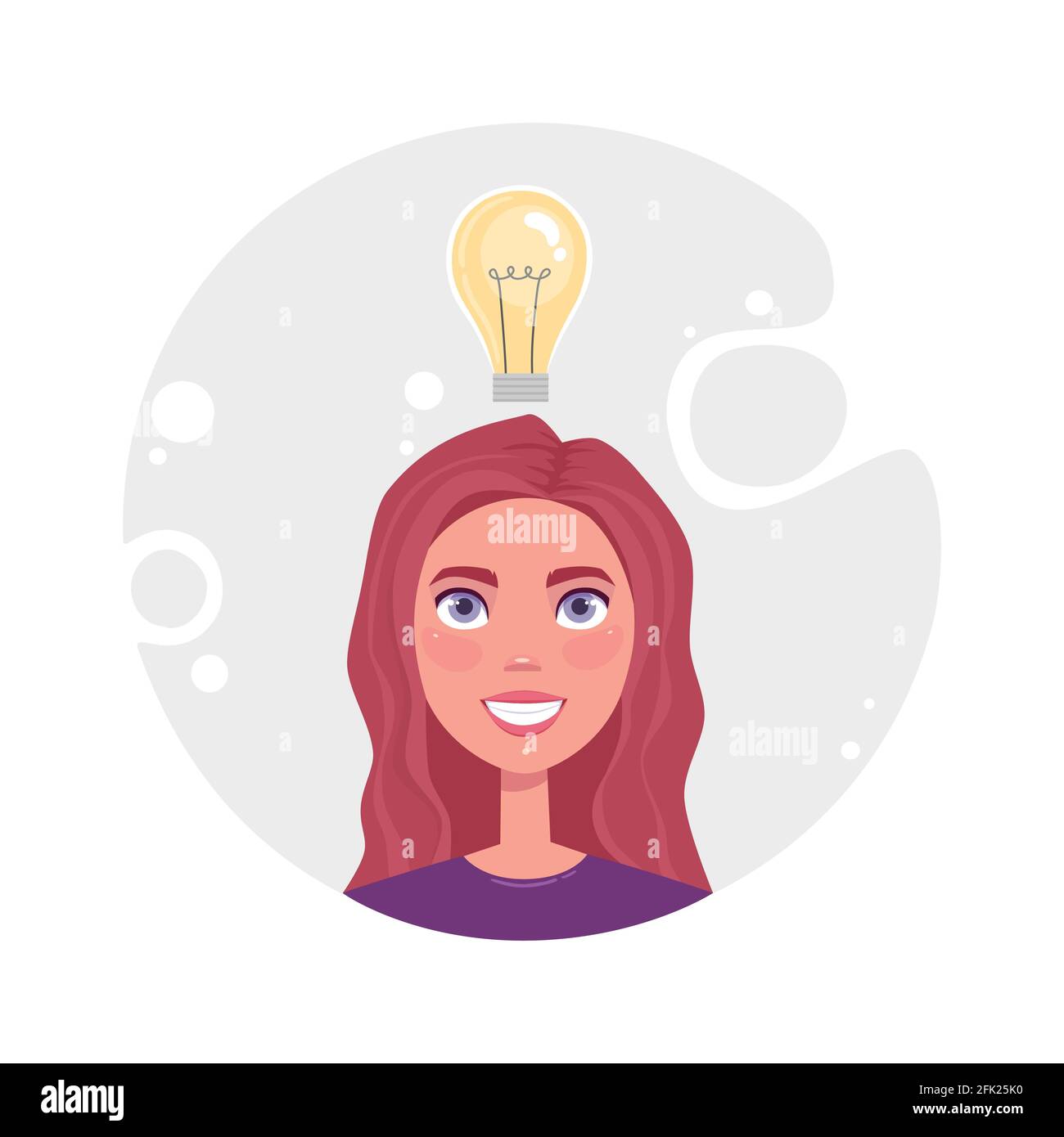 Concept of productive self organization cute girl, effective time management, organize work. Woman idea bulb, read email. Flat vector cartoon Stock Vector