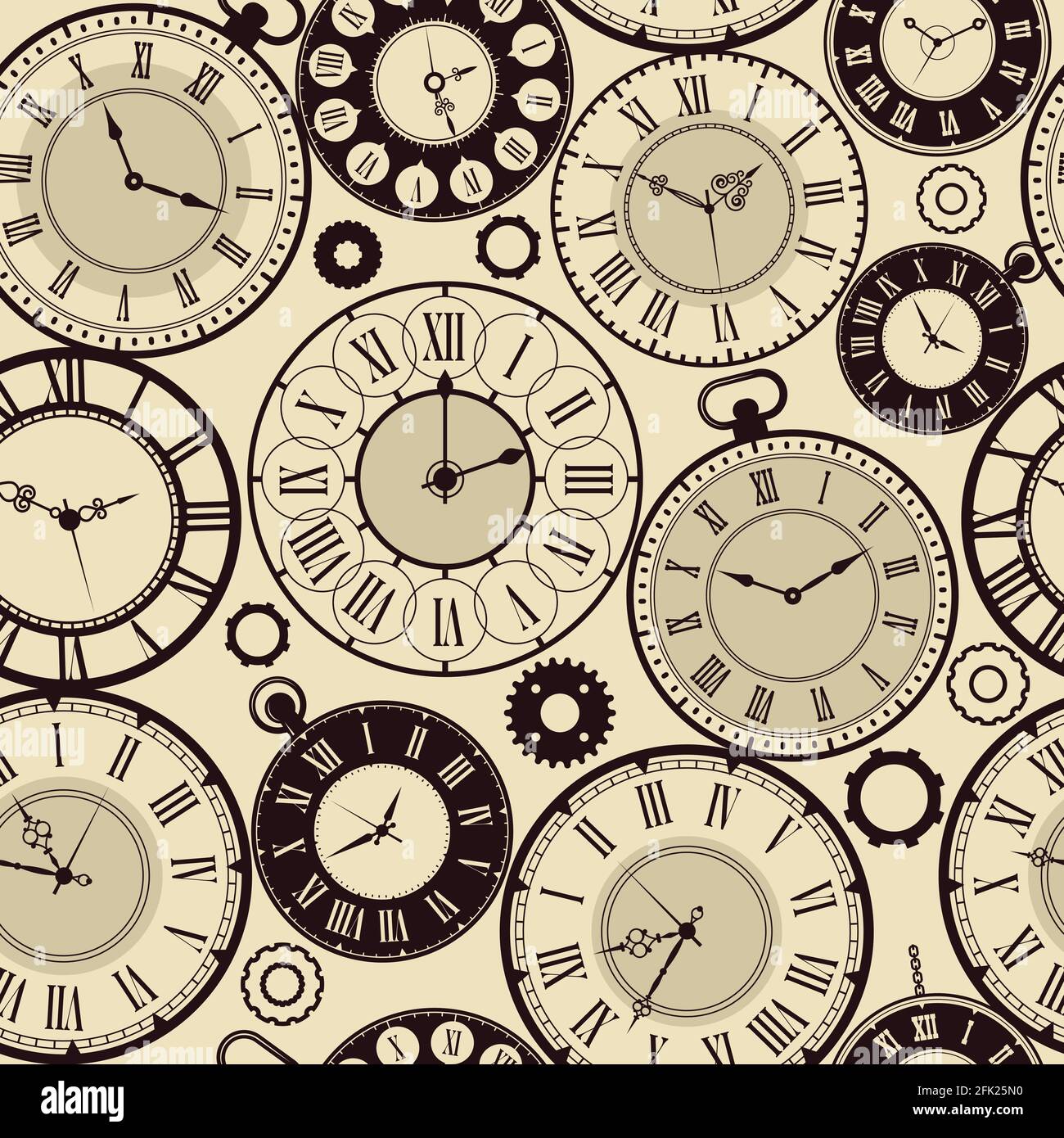Antique clock wallpaper Stock Vector Images - Alamy