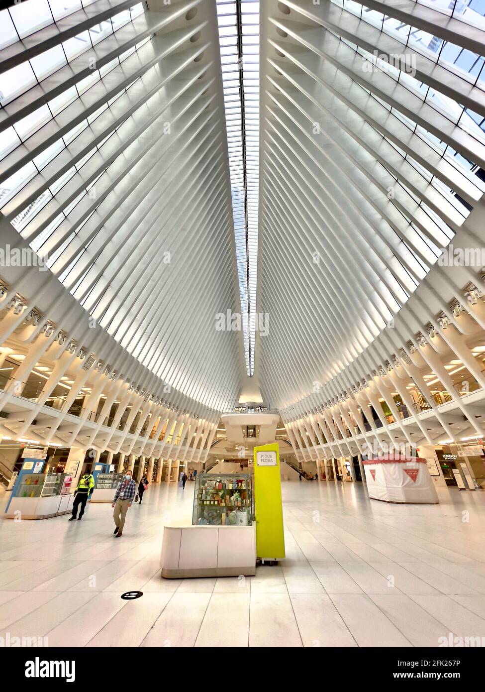 Interior view of the Oculus at The World Trade Center in Manhattan, NYC designed by Santiago Calatrava Stock Photo