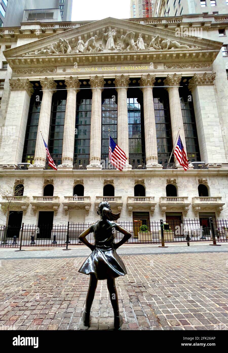 Fearless Girl bronze statue by Kristen Visbal in the financial district