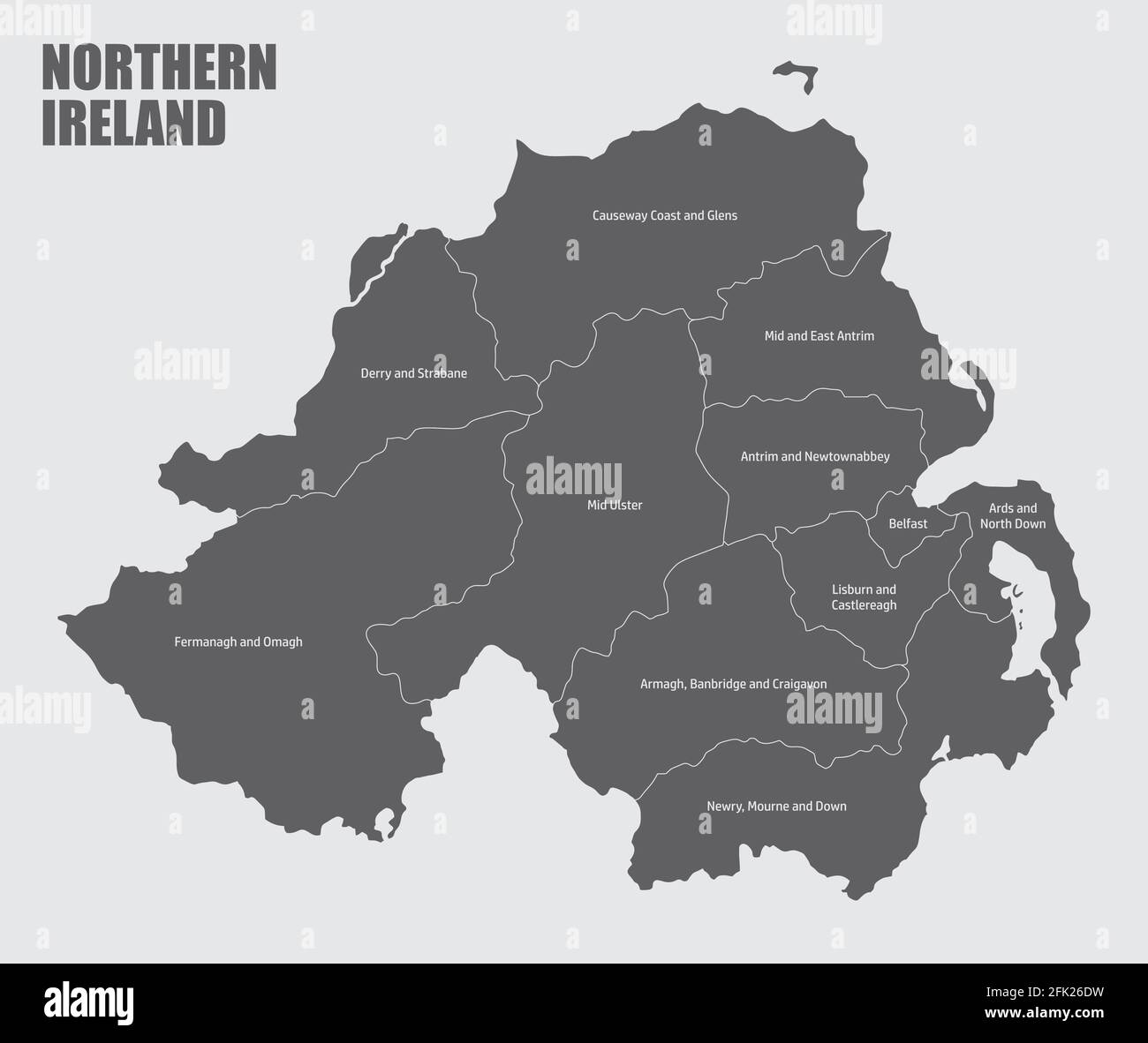 Map Of North Down The Northern Ireland Isolated Map Divided In Districts With Labels Stock  Vector Image & Art - Alamy