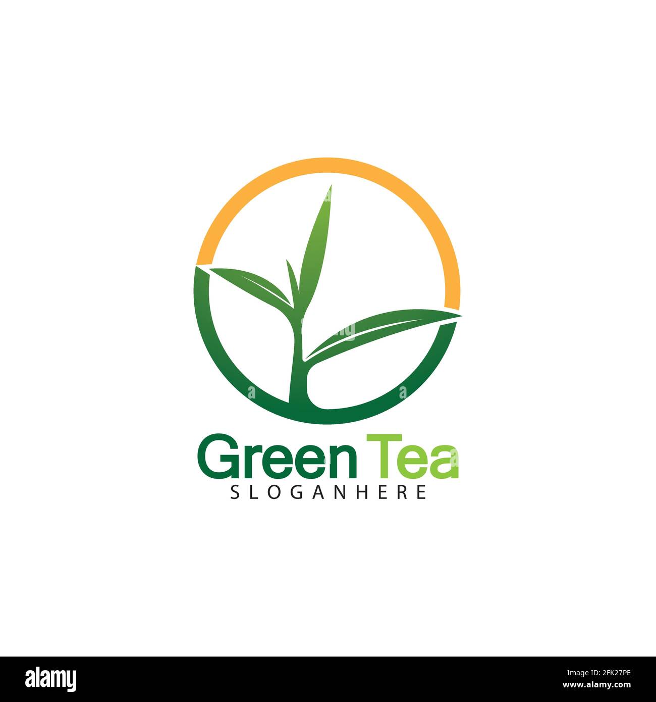 Green tea leaf logo vector icon illustration design isolated on white background-vector image Stock Vector