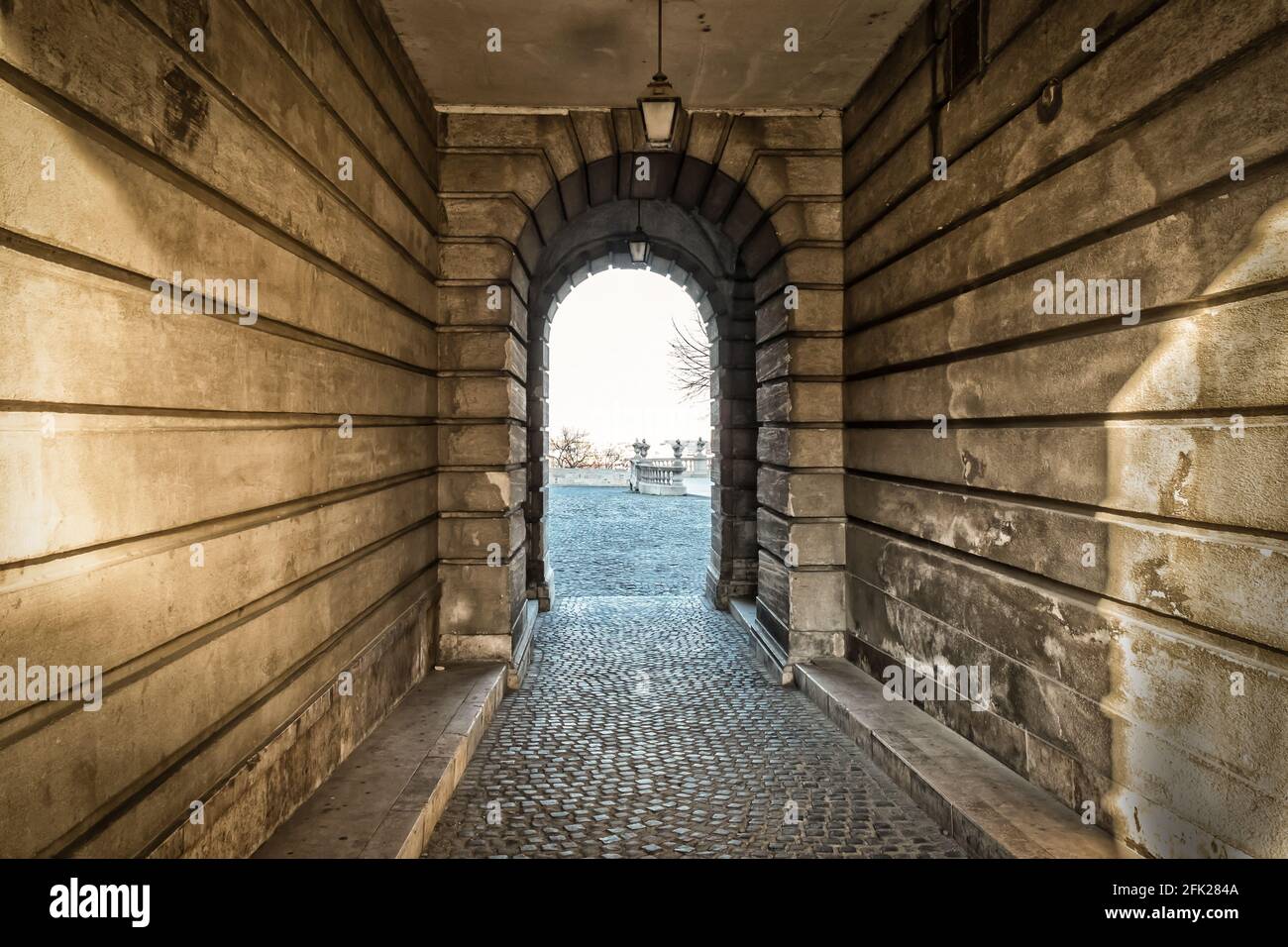 Budapest, Hungary, March 2020, view of an alleyway in Buda Castle Stock Photo