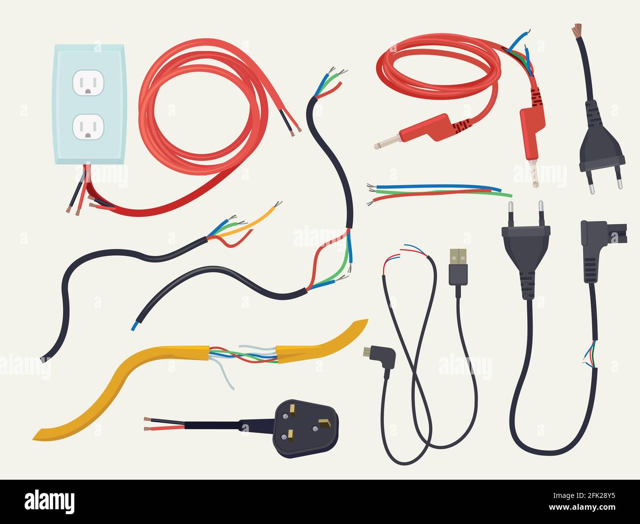 Electric problem. Damaged communication cable with plug broken