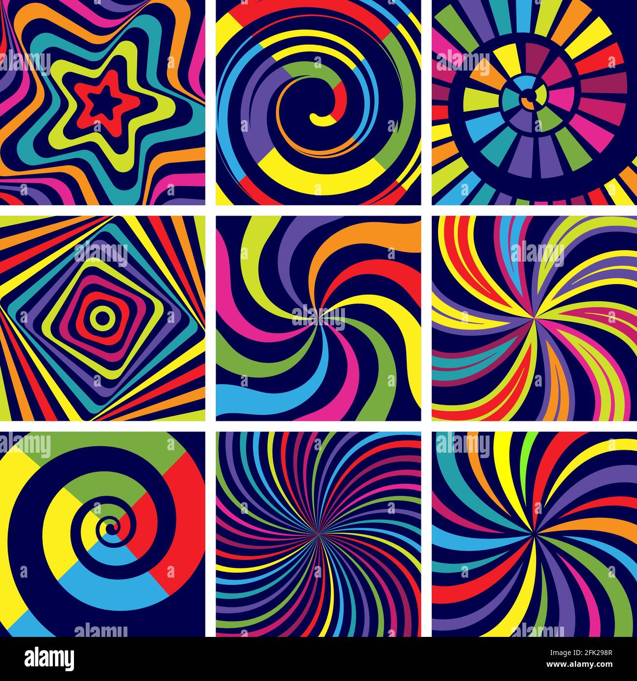 Hypnotic colored shapes. Abstract round spiral modern background vector wallpaper for psychology clinic Stock Vector