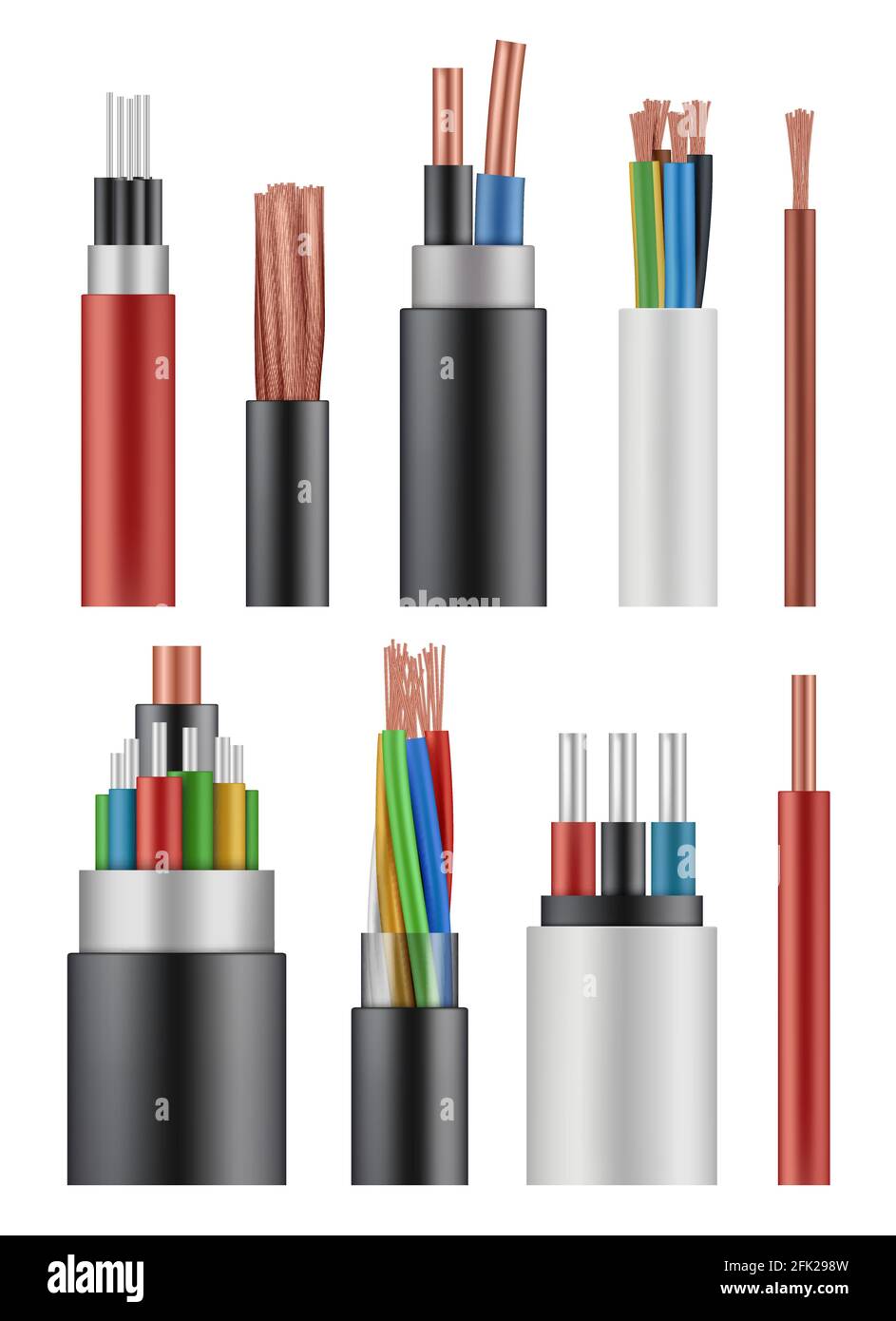 Optical fiber cord. Electricity wireless energy power cable close up