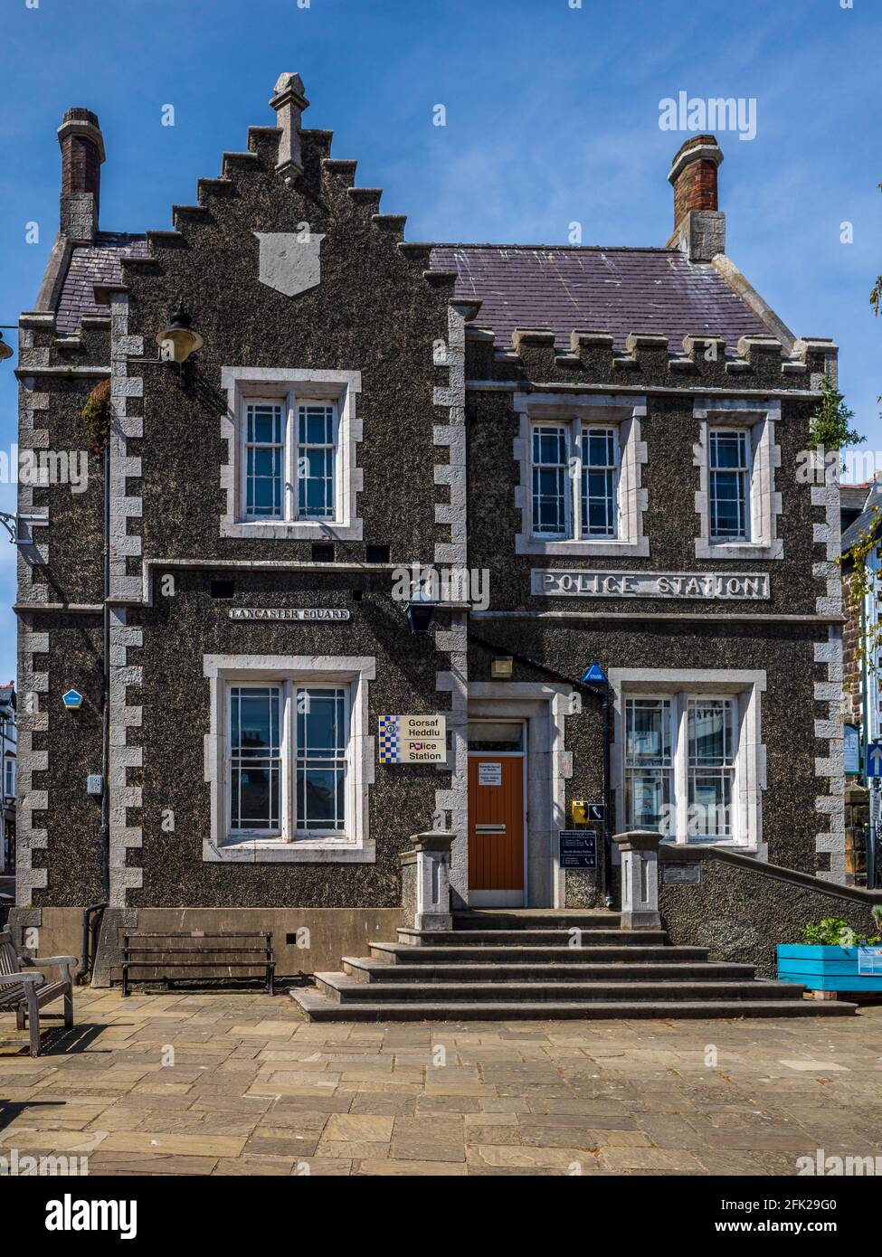 Conwy Police Station on Lancaster Square, Conwy, North Wales. Dating from the 1860s, Grade II listed. Stock Photo