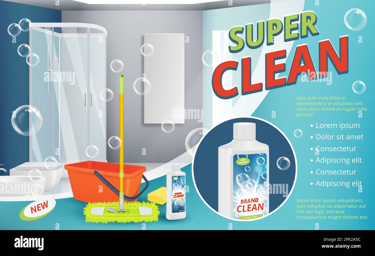 Cleaning agent. Advertizing placard power cleaning spray for surface