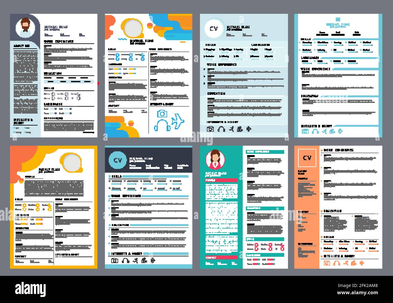 Resume design. Corporate business profile cv for printing vector curriculum page Stock Vector