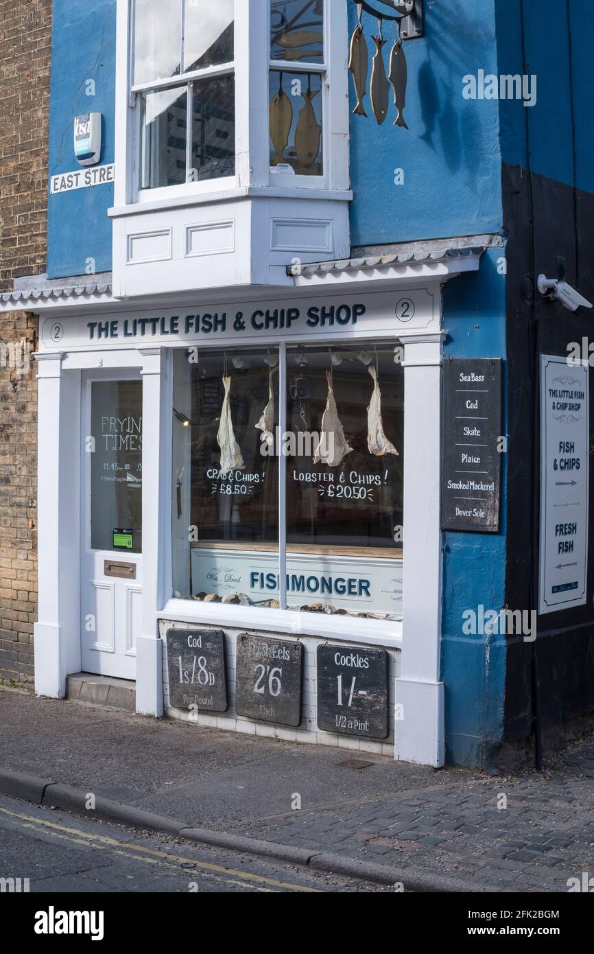 The Little Fish and Chip Shop. East Street, Southwold, Suffolk, UK. Stock Photo