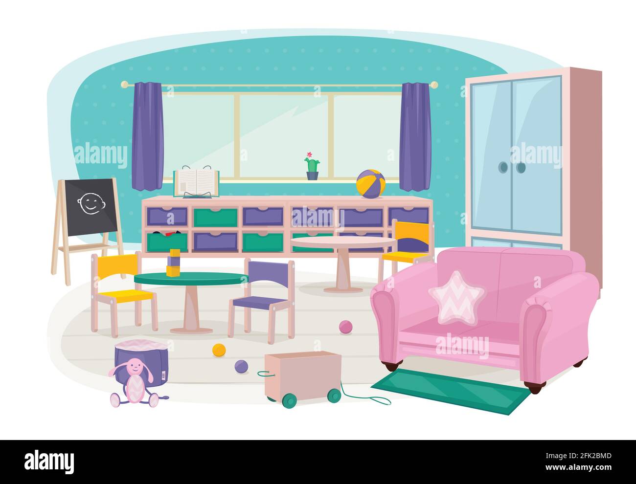 Children furniture. Toys for preschool kindergarten kids room soft