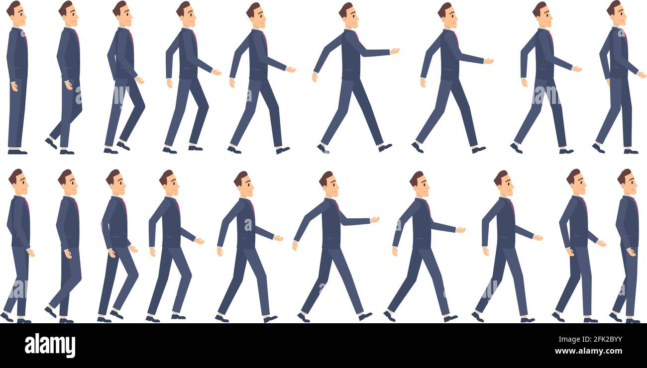 Walking animation. Business characters 2d animation key frames game cartoon  sprite vector mascot Stock Vector Image & Art - Alamy
