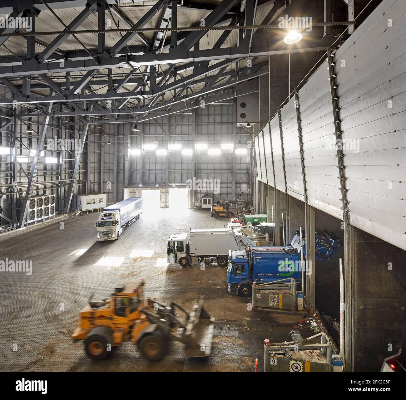 Interior of delivery hall. CoppenHill Power Plant, Copenhagen, Denmark. Architect: BIG Bjarke Ingels Group, 2019. Stock Photo