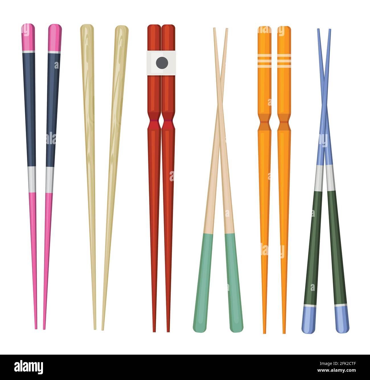 Japan stick. Colorful traditional utensils for eating japan food sushi
