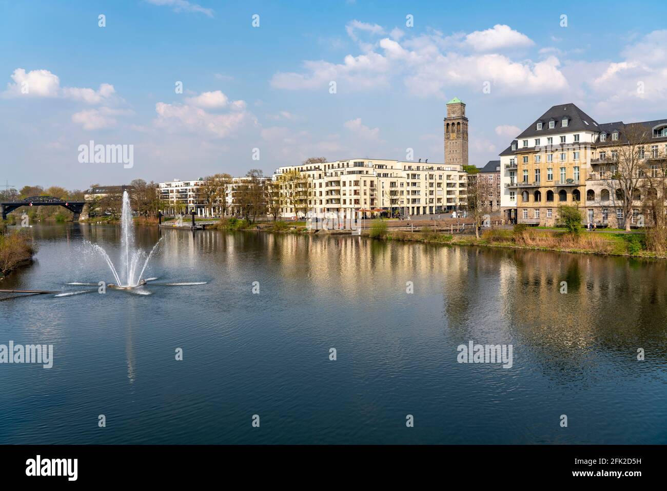 The inner city of Mülheim an der Ruhr, Ruhrpromenade, residential and commercial buildings, gastronomy, new buildings, Ruhrbania project, NRW, Germany Stock Photo