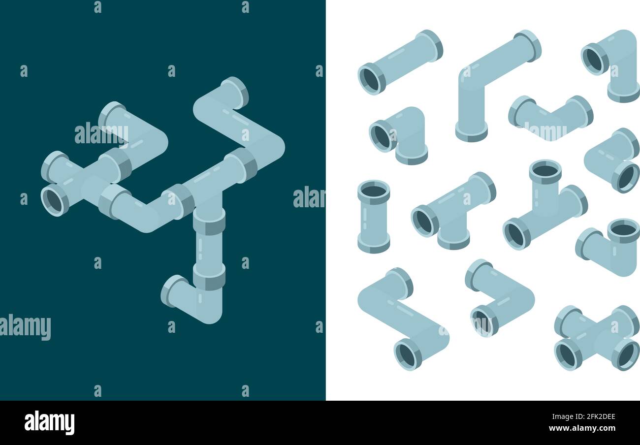 Industrial pipes. Oil or water plastic tubes steel pipes connections