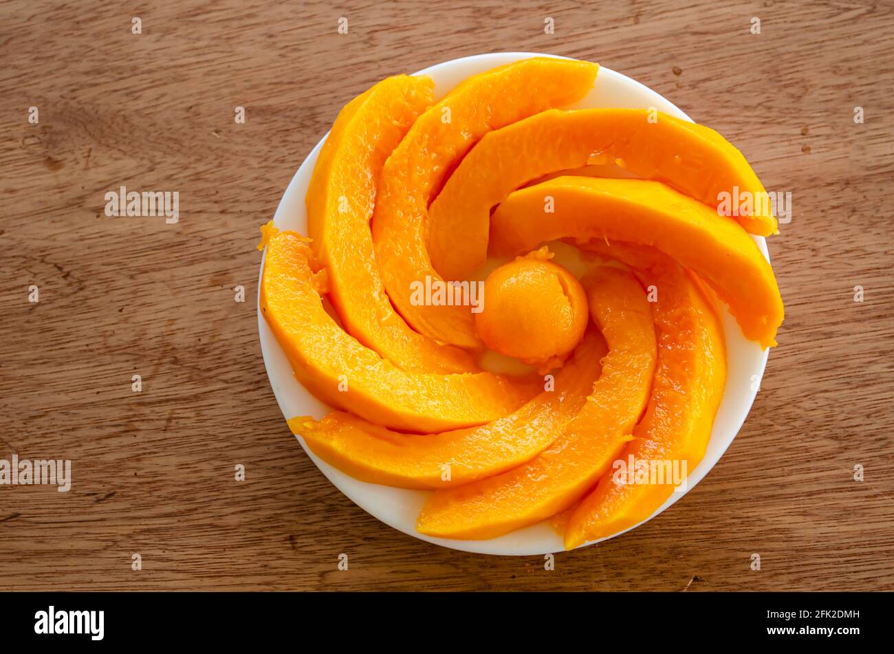 Plateful Of Papaya Slices Stock Photo