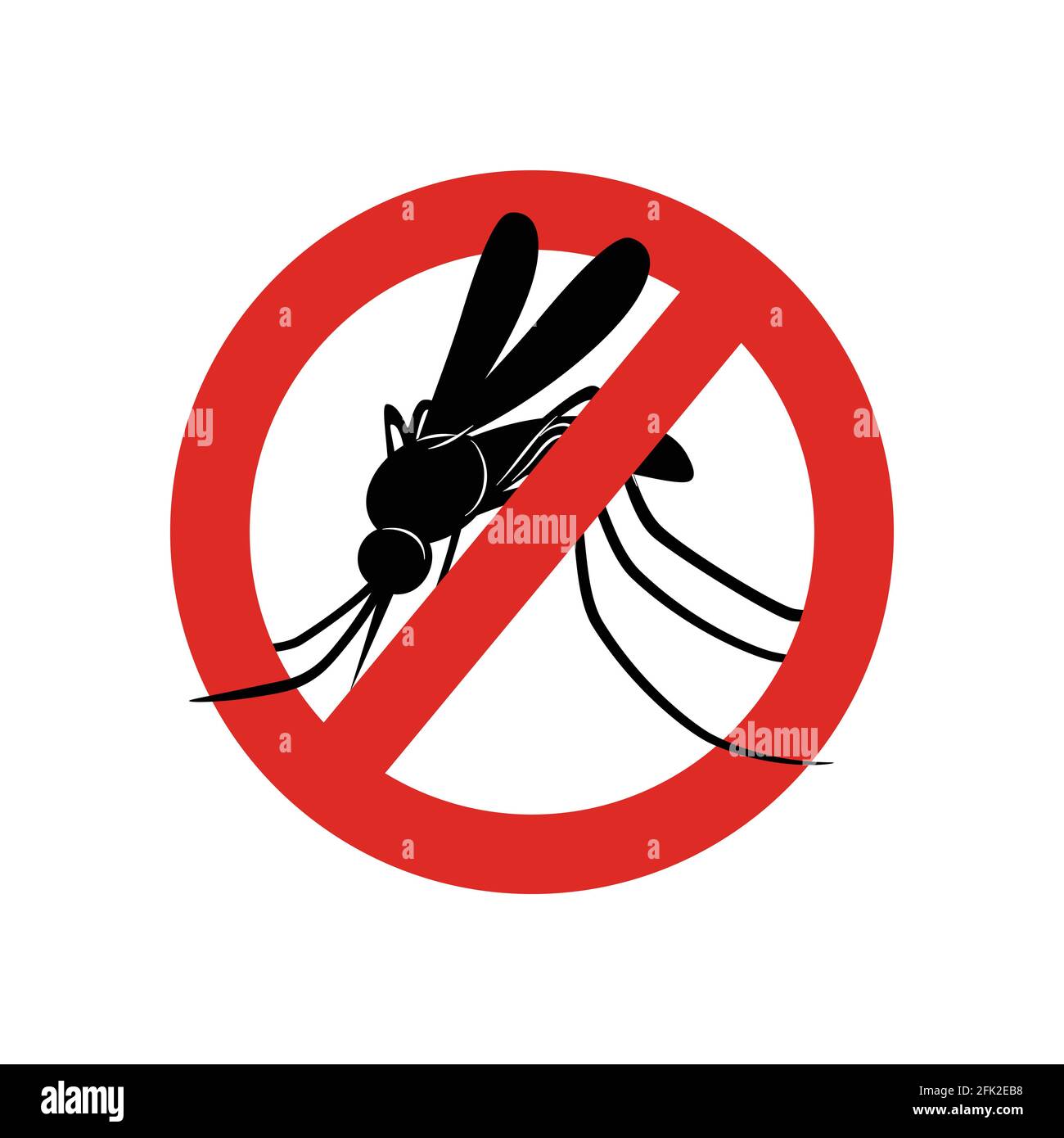 Mosquito sign. Attention symbols insects in red circle poison for mosquitos warning vector concept picture Stock Vector