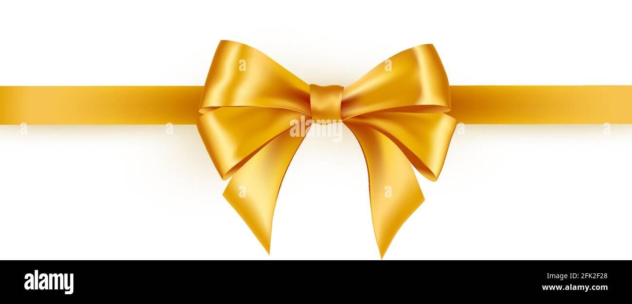 Shiny gold satin ribbon on white background Stock Vector