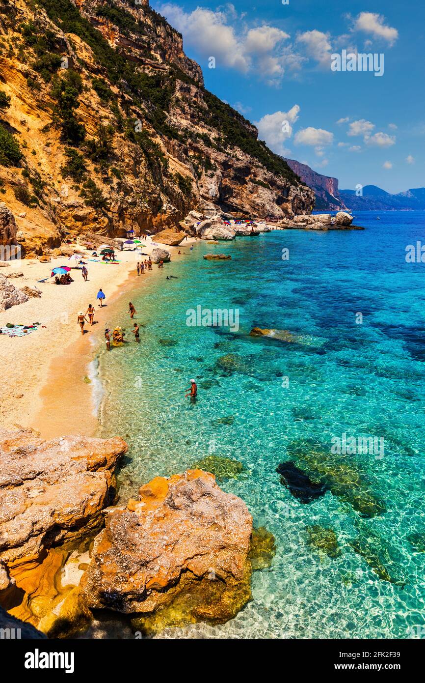 Cala Mariolu beach in Sardinia. Cala Mariolu famous beach. Italy Sardinia Nuoro province