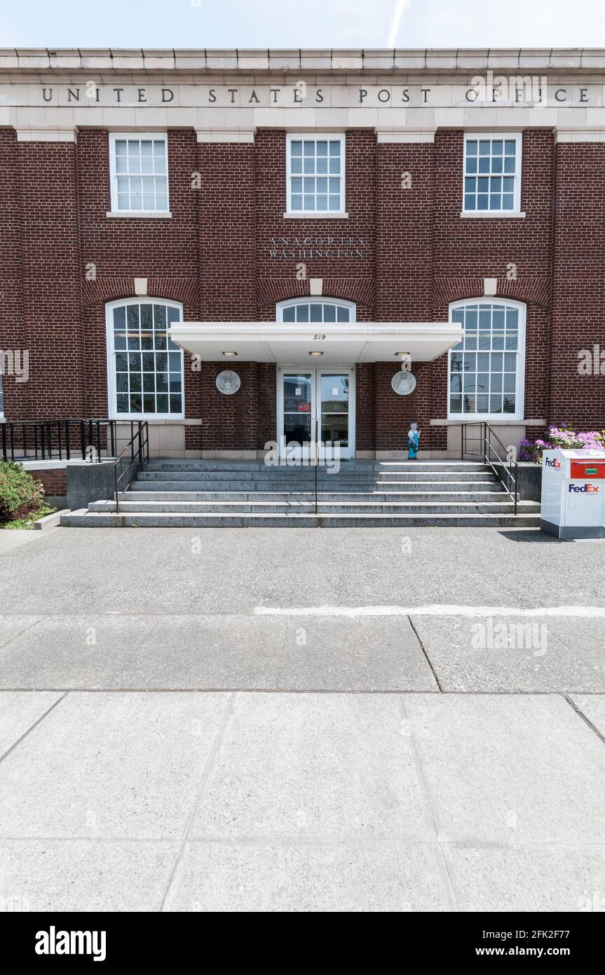 The entrance to the Anacortes Post Office in Anacortes, Washington