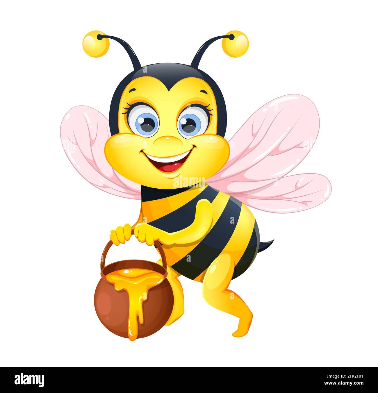 Cute cartoon bee. Funny honeybee cartoon character. Stock vector  illustration on white background Stock Vector Image & Art - Alamy