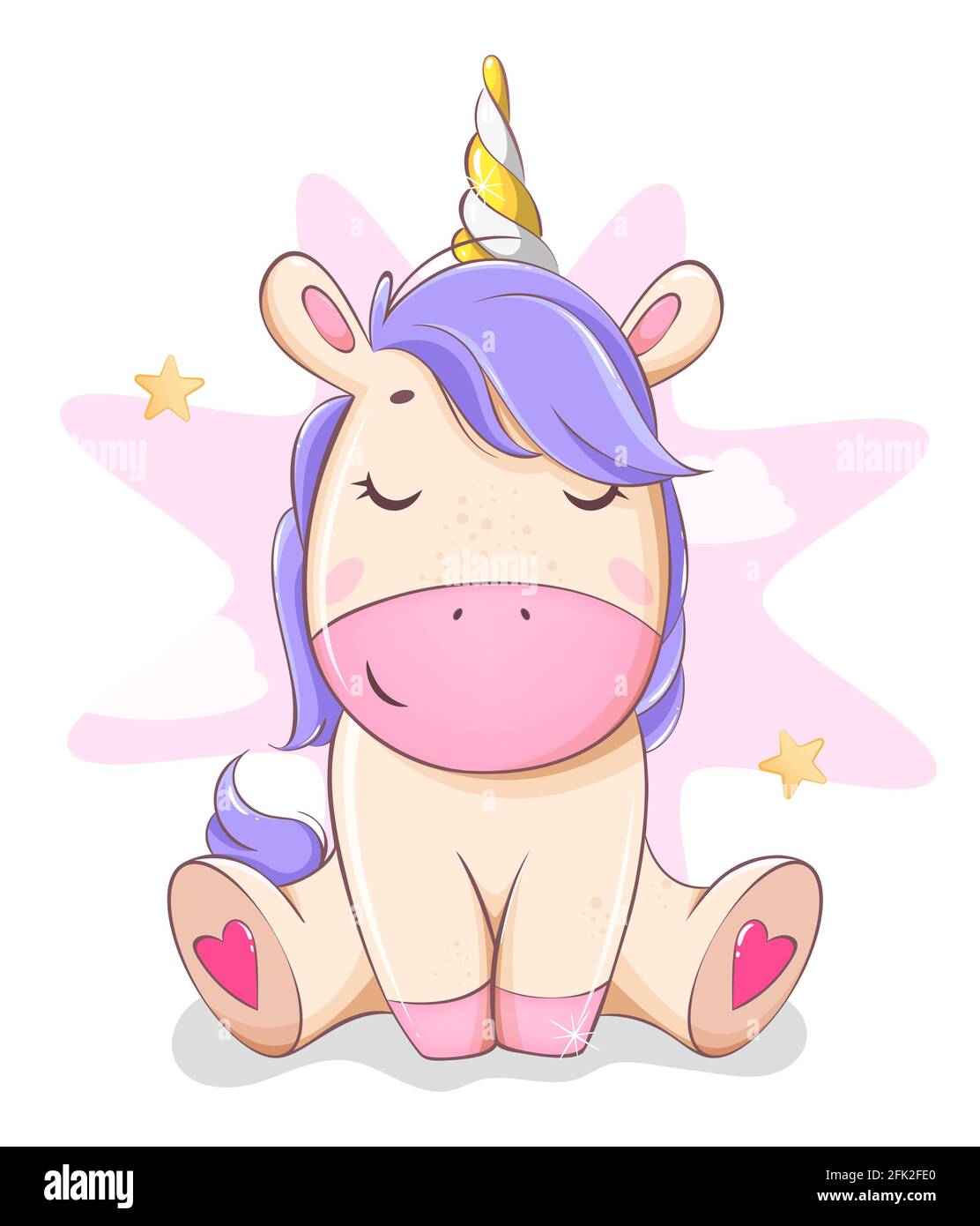 Cute unicorn. Funny magic unicorn cartoon character. Usable for