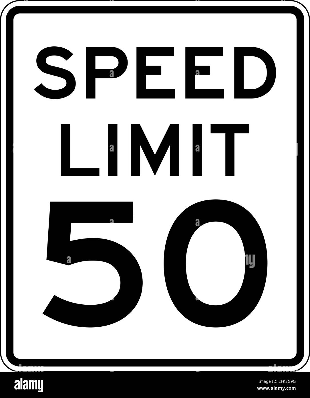 Speed Limit 50 Official US Road Sign Illustration Stock Photo