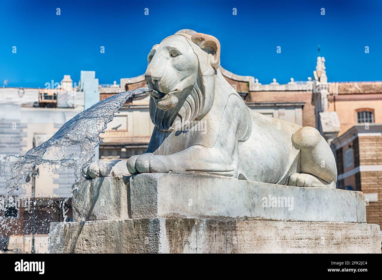 Statue in the iconic Piazza del Popolo, one of the main squares and ...