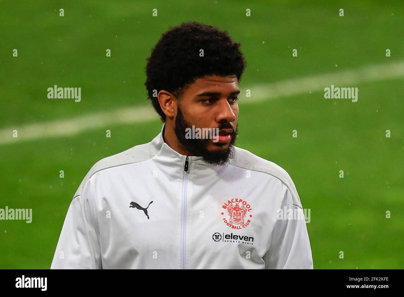 Sunderland, UK. 27th Apr, 2021. Ellis Simms #19 of Blackpool during the pre-game warmup in Sunderland, United Kingdom on 4/27/2021. (Photo by Iam Burn/News Images/Sipa USA) Credit: Sipa USA/Alamy Live News Stock Photo