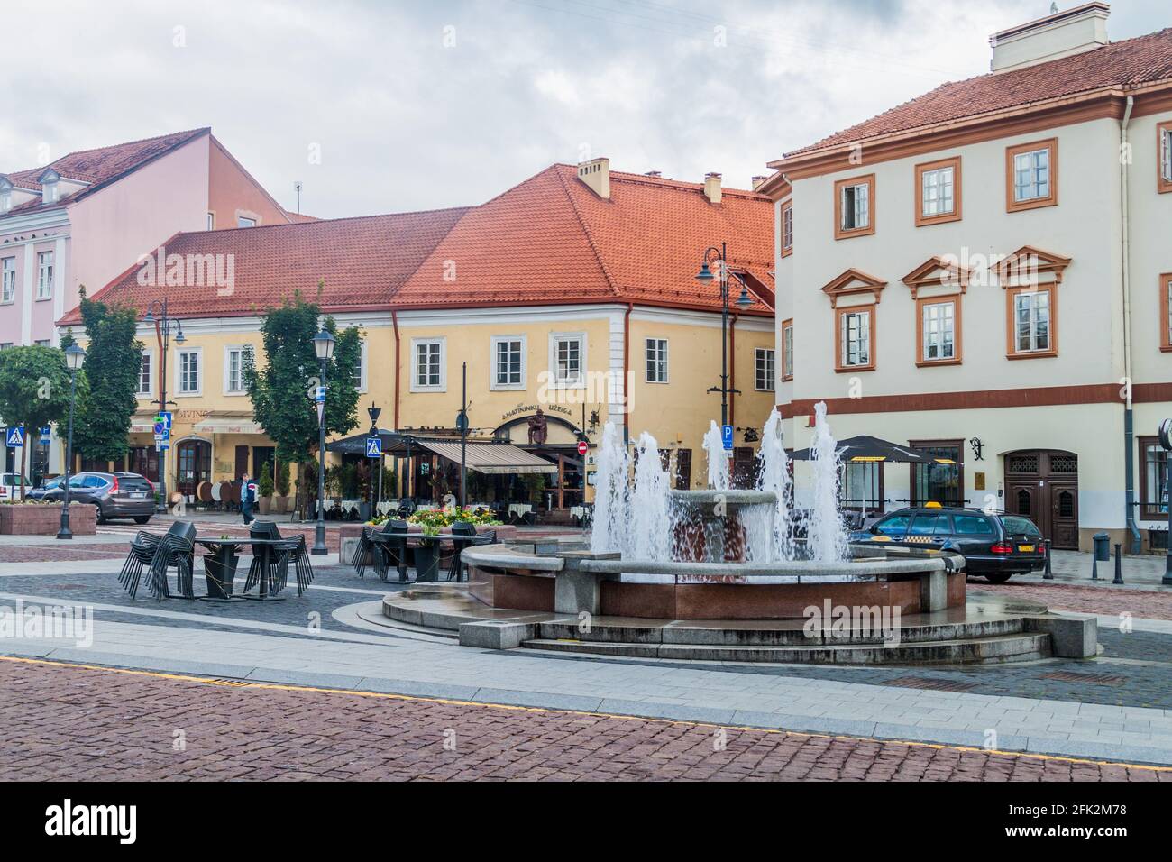 VILNIUS, LITHUANIA - AUGUST 16, 2016: Town hall Vilniaus rotuse square in Vilnius, Lithuania Stock Photo