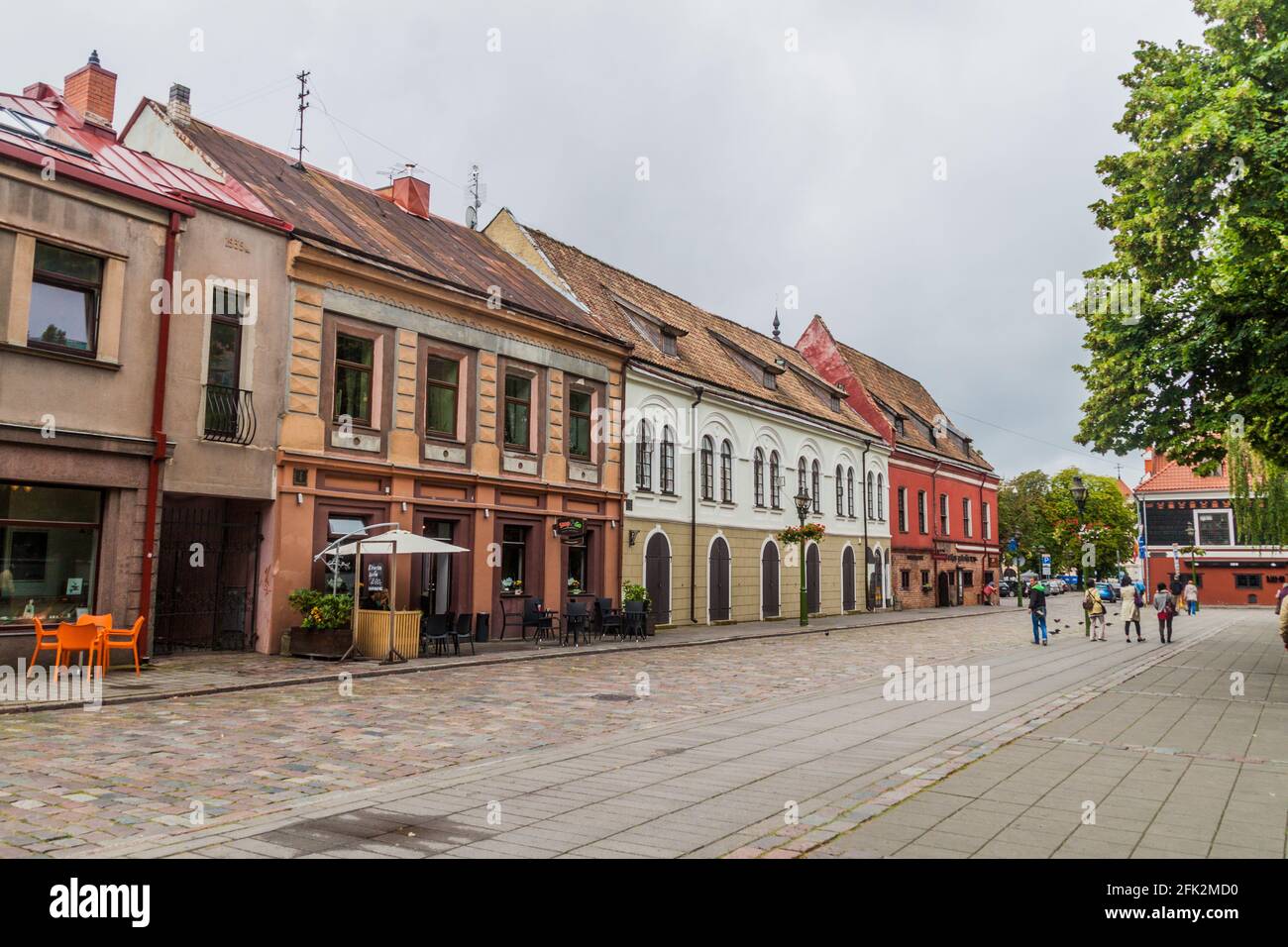 KAUNAS, LITHUANIA - AUGUST 17, 2016: View of Vilniaus gatve street in Kaunas, Lithuania Stock Photo