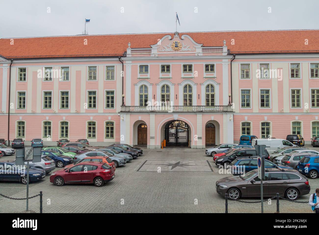TALLINN, ESTONIA - AUGUST 22, 2016: Lossi plats square and Toompea castle in Tallinn. Stock Photo