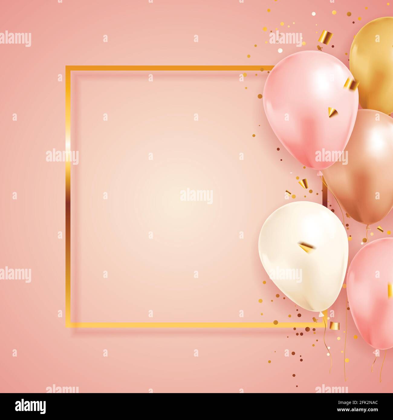 Happy Birthday congratulations banner design with Confetti and balloons