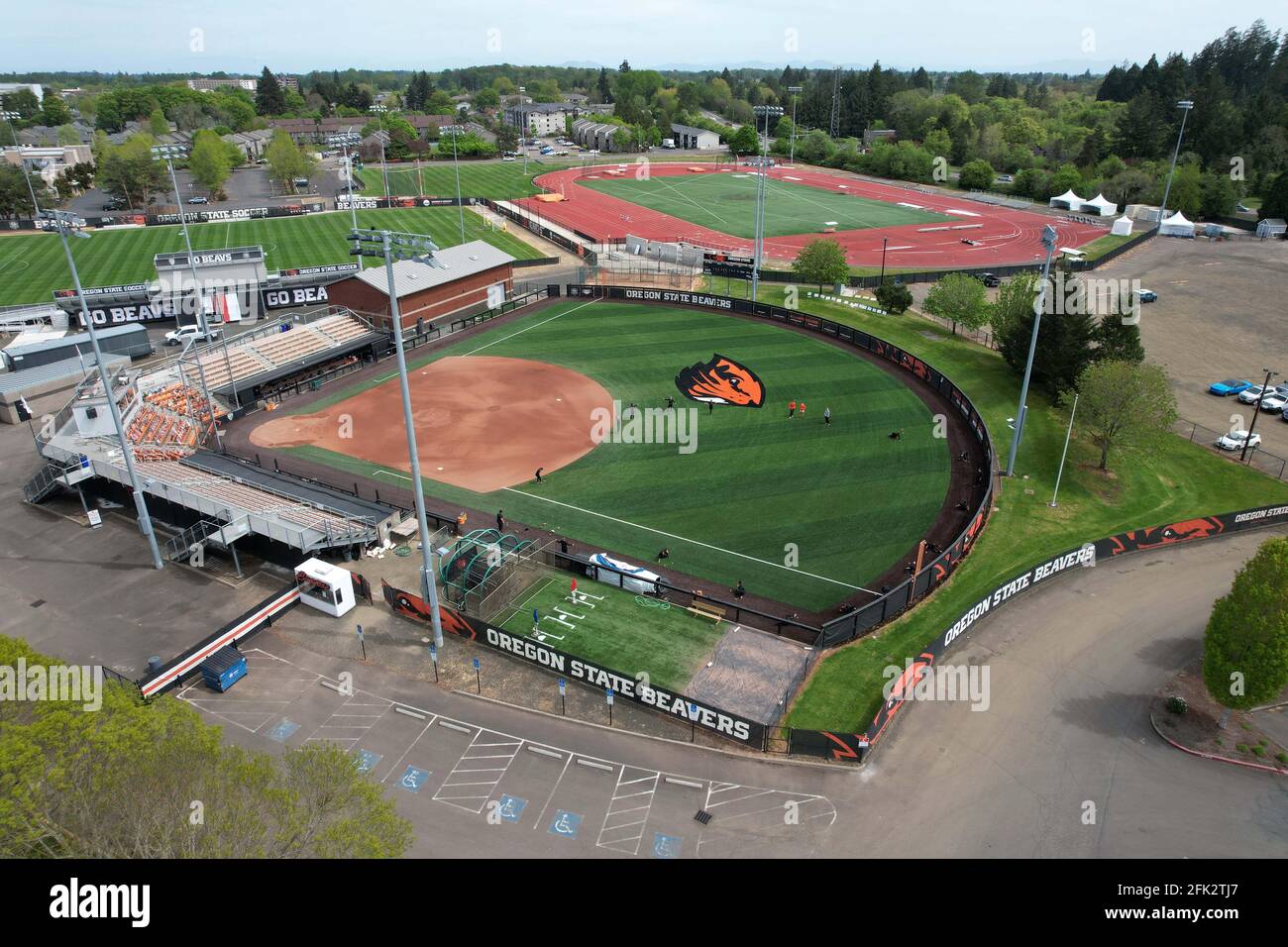 An aerial view of Kelly Field on the campus of Oregon State University