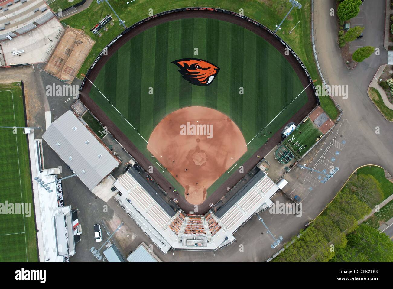 An aerial view of Kelly Field on the campus of Oregon State University
