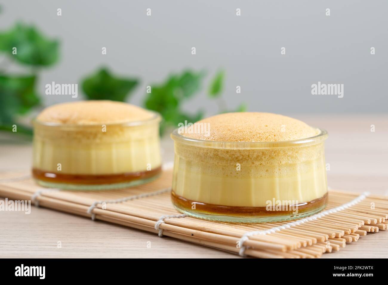 Caramel custard pudding cake in glass bowl Stock Photo Alamy