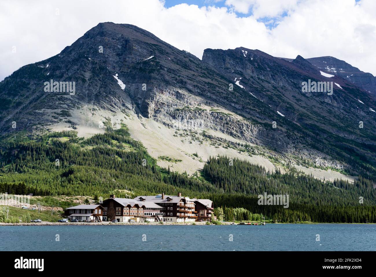 Lake Swiftcurrent With Many Glacier Hotel In Glacier National Park ...