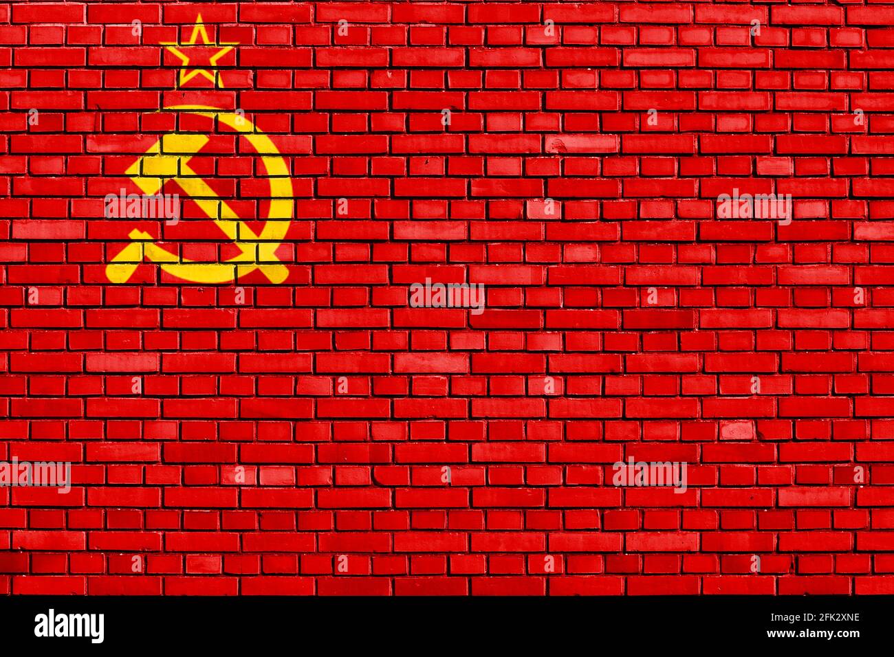 flag of Soviet Union 1936–1955 painted on brick wall Stock Photo
