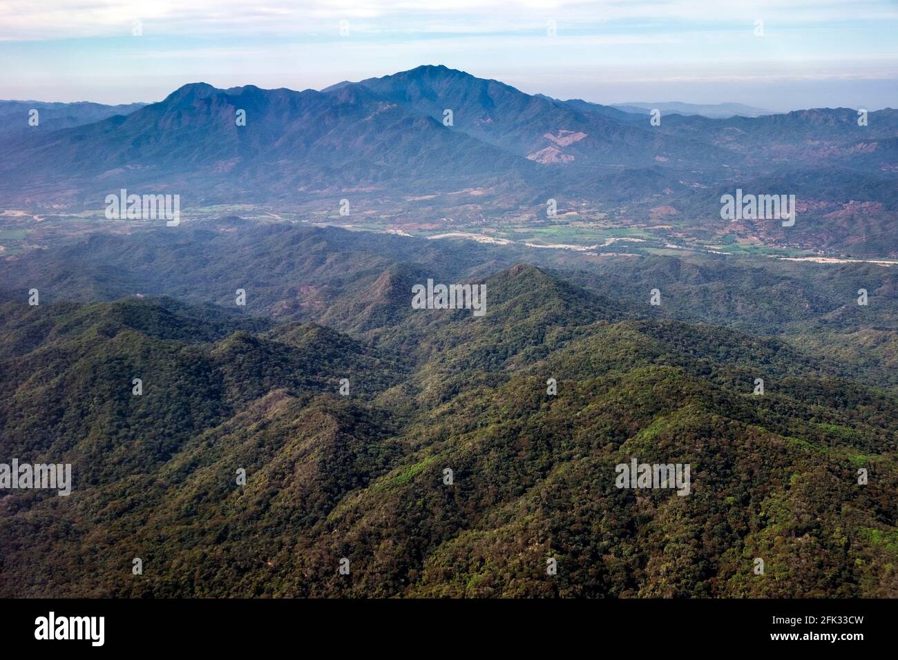 Aerieal view of fields and mountains near Puerto Vallarta, Mexico Stock Photo