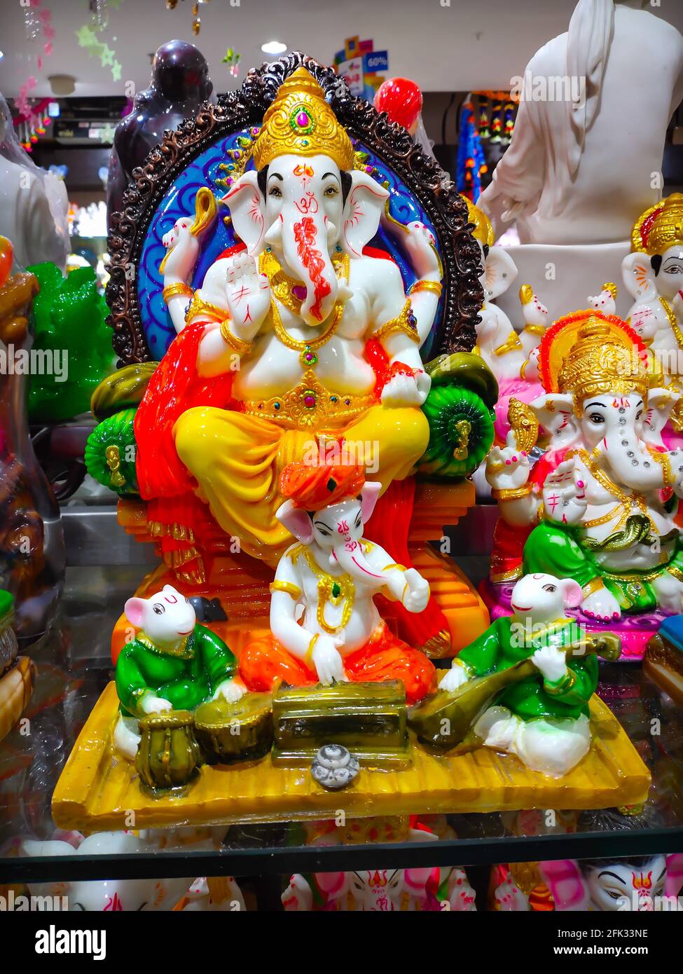 Hindu God Ganesha statue on selling market for Ganesh Chaturthi Festival Stock Photo Alamy