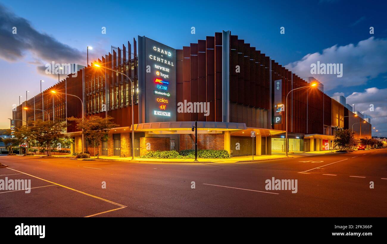Toowoomba, Queensland, Australia - Grand Central shopping mall building at sunset Stock Photo