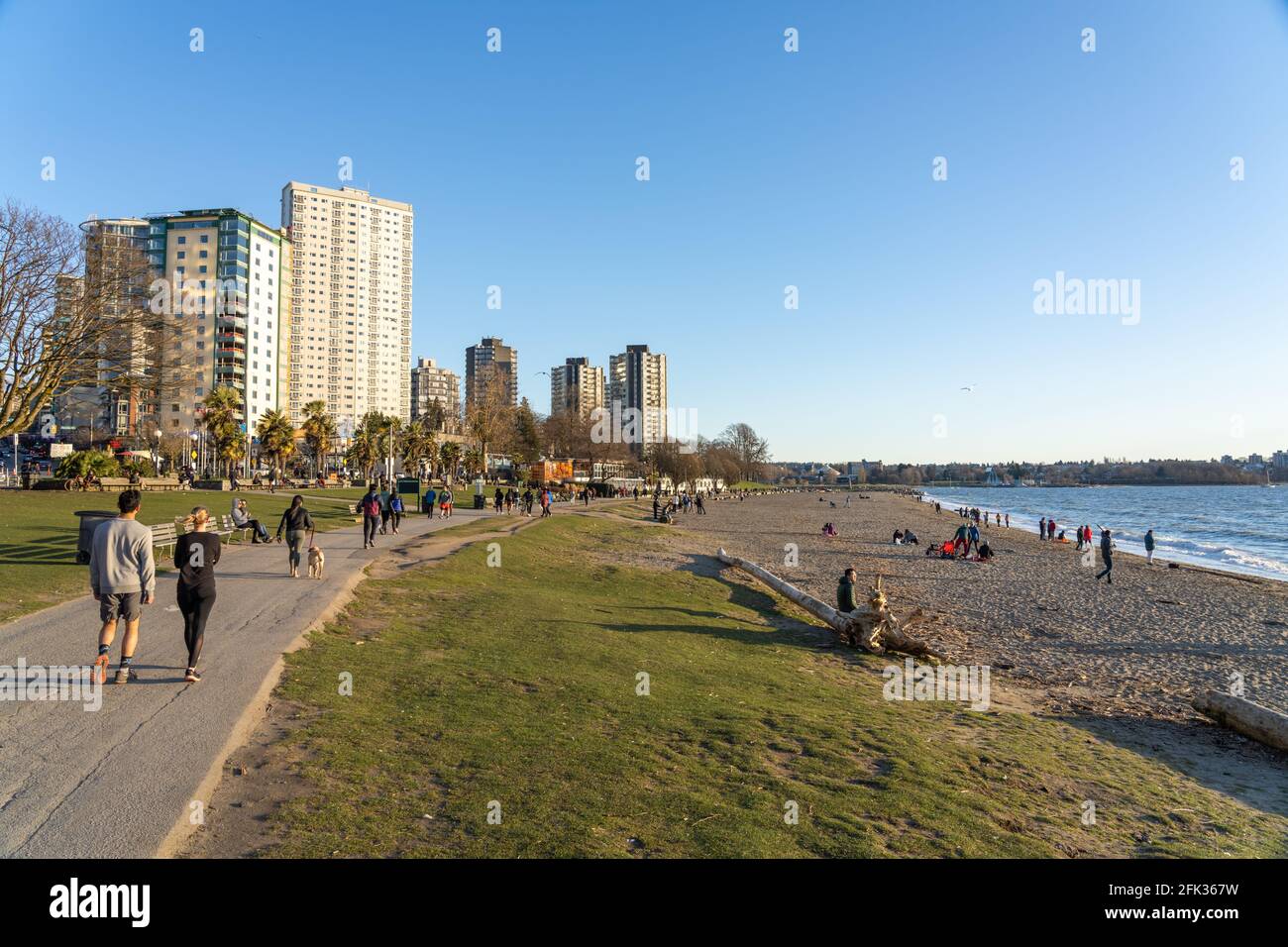 English Bay Beach, Vancouver City beautiful landscape in spring 